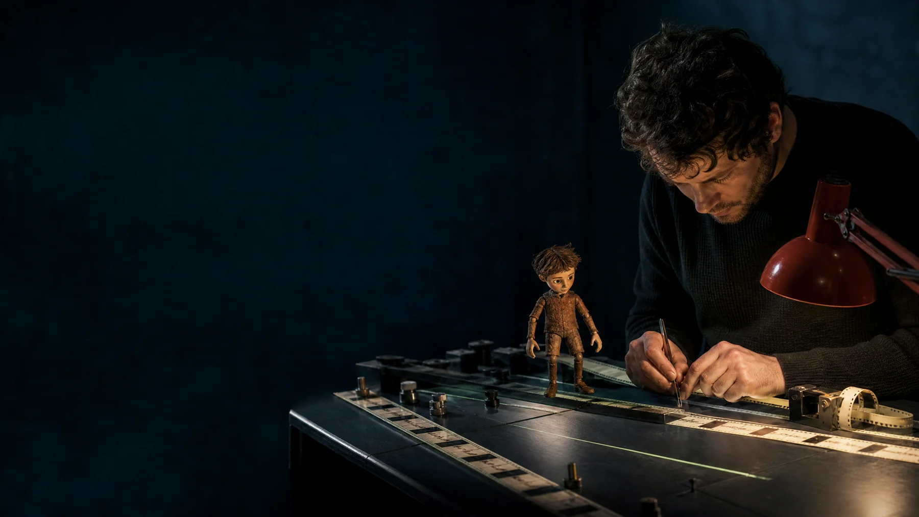Animator working with puppet at signal table