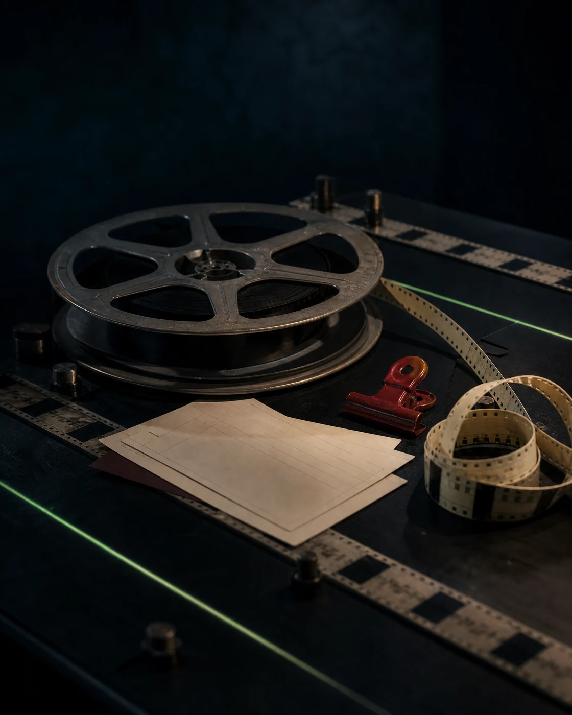 Film reel and cue cards