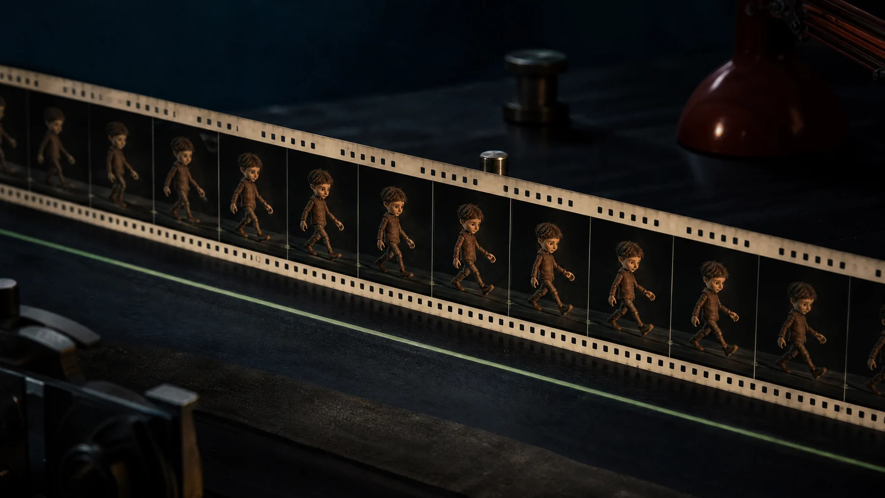Sequential stop-motion puppet walking frames