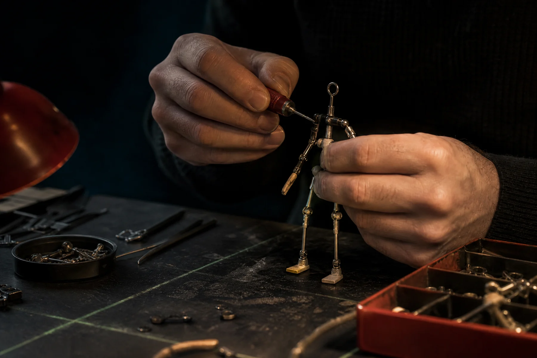 Hands tuning stop-motion puppet armature